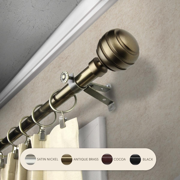 Kd 0.8125 in. Louise Curtain Rod with 28 to 48 in. Extension, Antique Brass KD3726004 - main